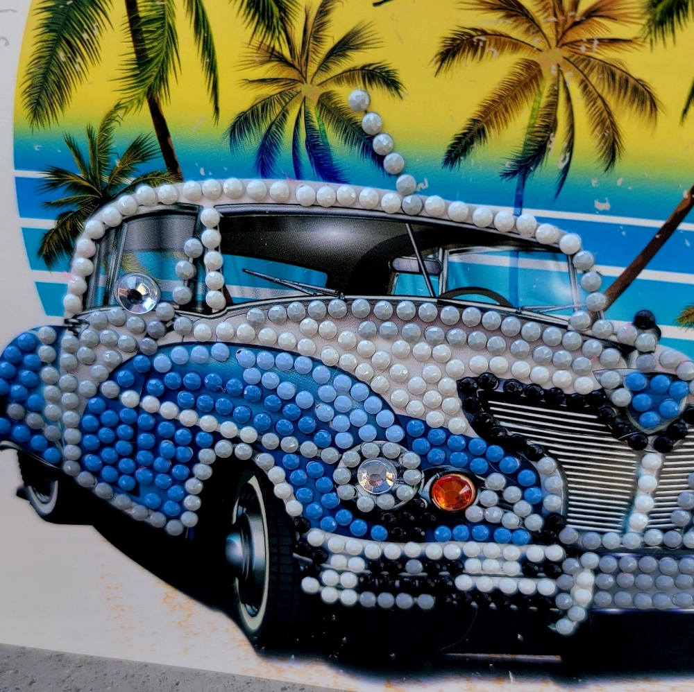 Blue Muscle Car Florida Sunset Blank Card - Picture 3 of 3